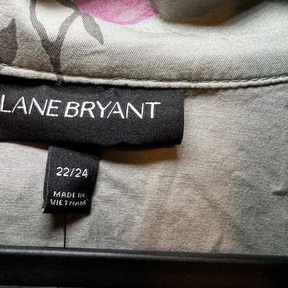 Lane Bryant Army Green Coat – Rose Pattern, Zip & Button Front - Picture 7 of 7